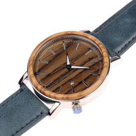 Montre en Bois a Graver Noir Bleu