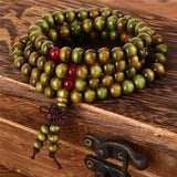Bracelet de Perles en Bois Vert