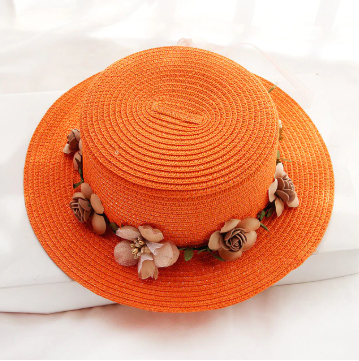 Chapeau de Paille Fleuri Orange