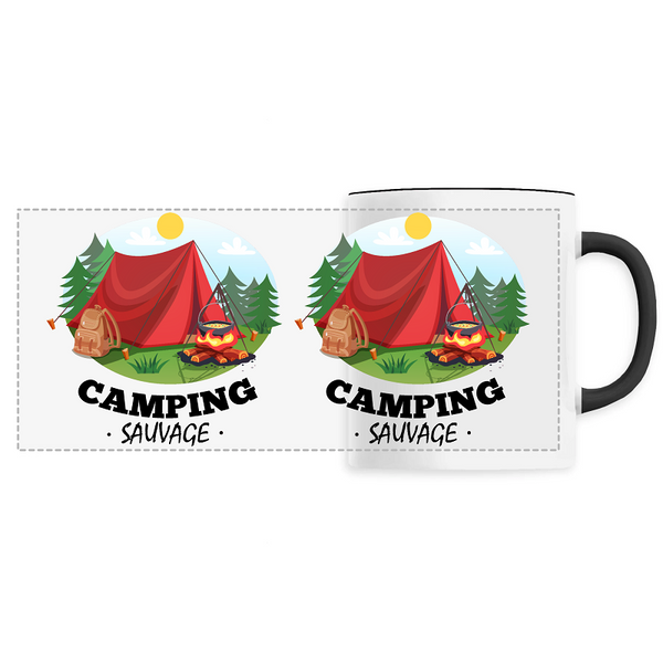 Tasse Noire dessin Camping Sauvage