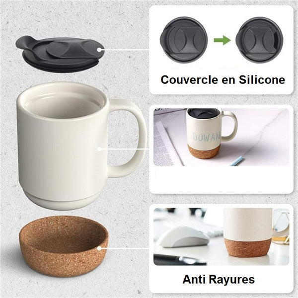 Tasse en Ceramique et en Liège Blanche Details