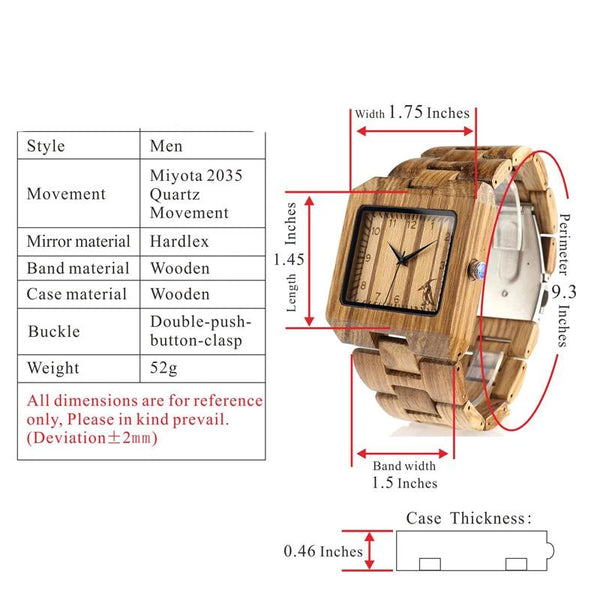 Montre en Bois Carrée