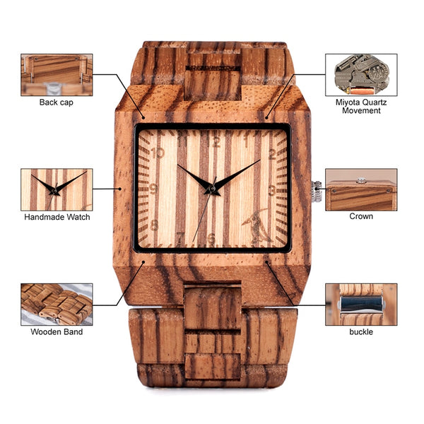 Montre en Bois Carrée