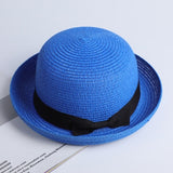 Chapeau de Paille Bleu avec Noeud