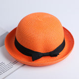 Chapeau de Paille Orange avec Noeud