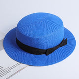 Chapeaux Plat Bleu en Paille
