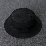 Chapeaux Plat Noir en Paille
